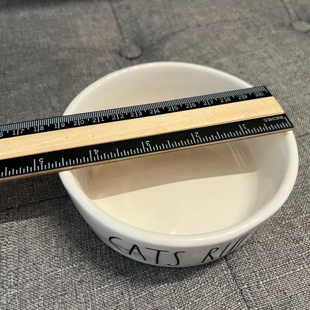 Rae Dunn Cats Rule White Pet Bowl